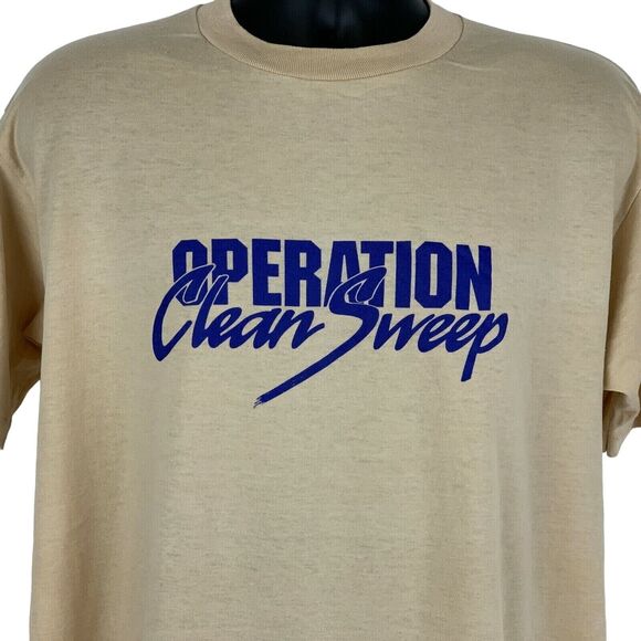 Vintage 90s Operation Clean Sweep T Shirt Mens XL X-Large OCS Plastics USA Beige - Picture 1 of 6